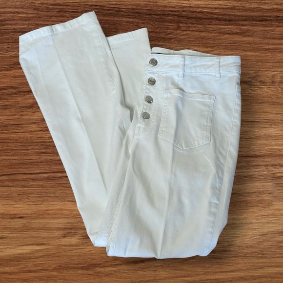 Maje White Slight Flare Leg Double Patch Pockets Button Fly Mid-rise Jean 42(XL) - Picture 7 of 10